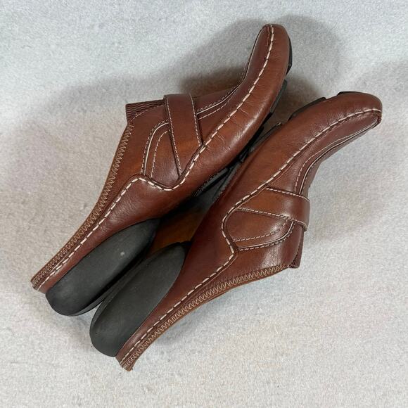 Clarks Privo Brown Leather Mules Womens Size 9M Shoes 75799 - Picture 7 of 12